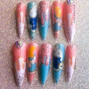 Pink Alice In Wonderland Cotton Candy Press On Nails